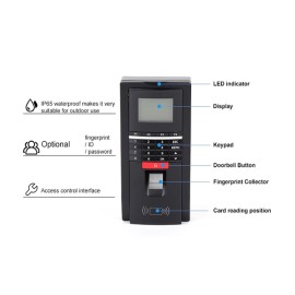 Attendance and attendance machine" including fingerprint reader + Proximity reader ZD2F20 B